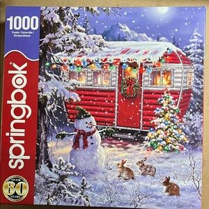 🧩 1000 piece Springbok “Snowy Retreat”. Holiday family fun. Complete.